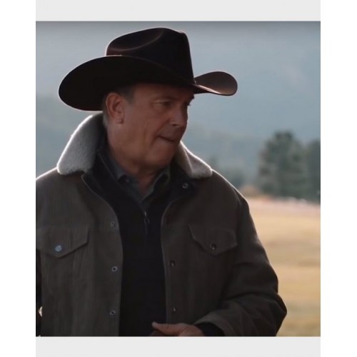 John Dutton Yellowstone S04 Shearling Collar Jacket